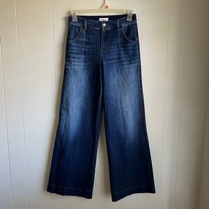 Evereve Dark Blue High Waisted Flare Leg Denim Jeans Sz 27
